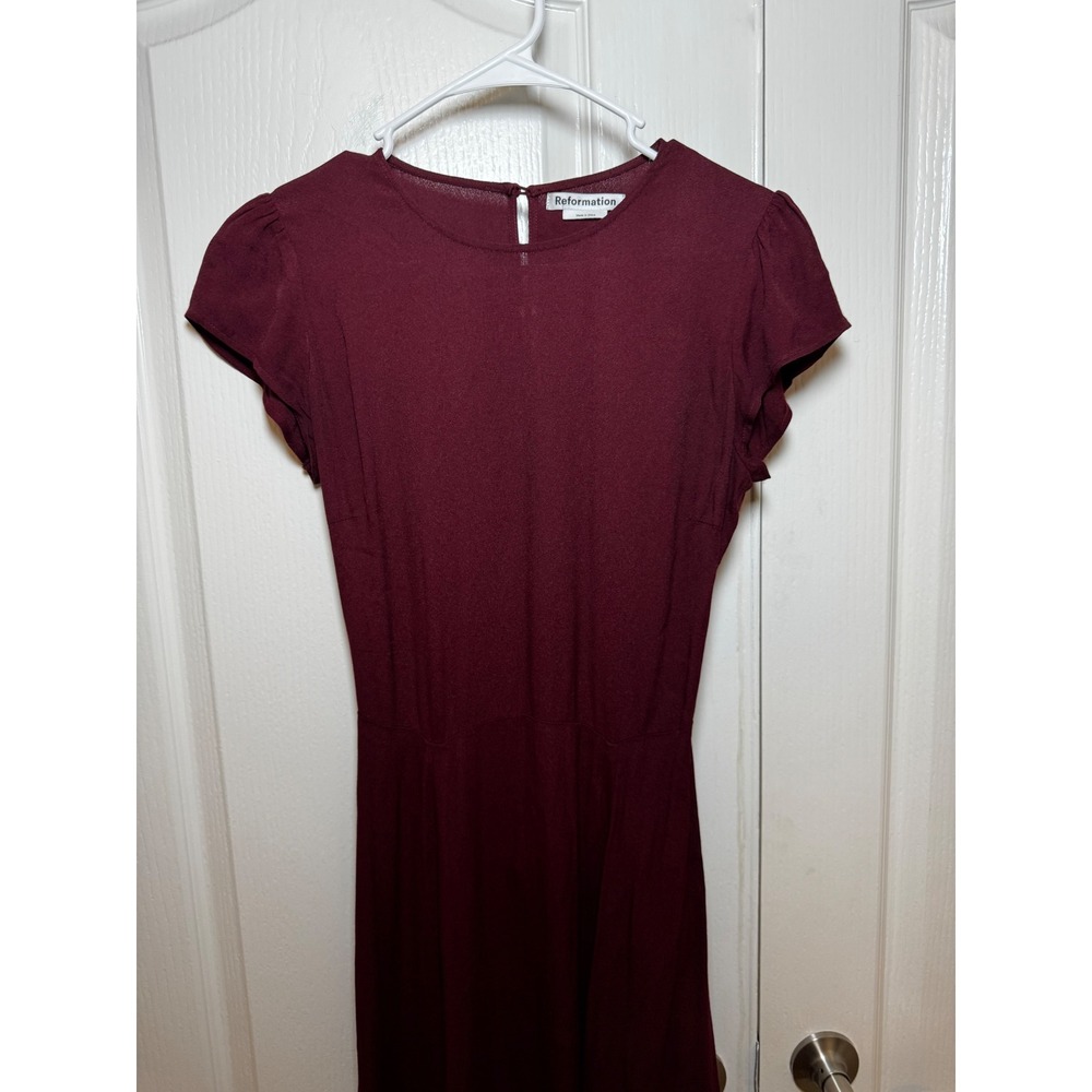 Reformation Gavin Open Back Midi Dress with High Slit Cap Sleeve Size 8 - Picture 3 of 8